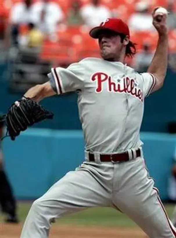 COLE HAMELS Philadelphia Phillies 2008 Majestic Throwback Away Baseball Jersey 