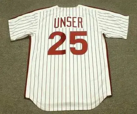 DEL UNSER Philadelphia Phillies 1980 Majestic Cooperstown Throwback Home Baseball Jersey 