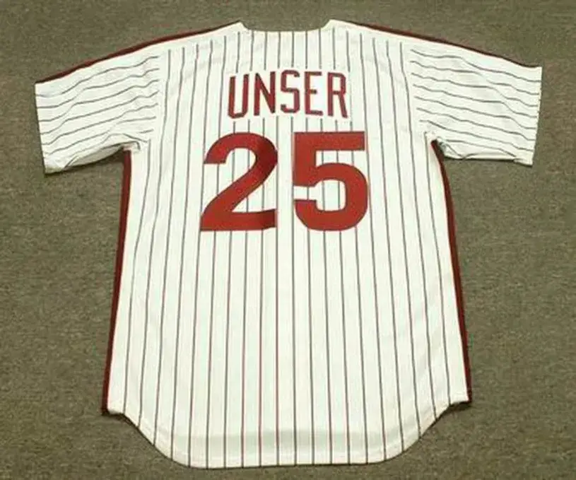 DEL UNSER Philadelphia Phillies 1980 Majestic Cooperstown Throwback Home Baseball Jersey 