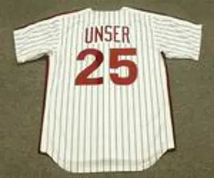 DEL UNSER Philadelphia Phillies 1980 Majestic Cooperstown Throwback Home Baseball Jersey 