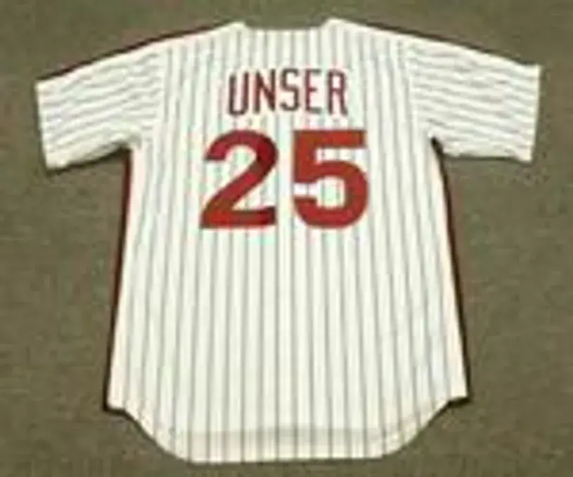 DEL UNSER Philadelphia Phillies 1980 Majestic Cooperstown Throwback Home Baseball Jersey 