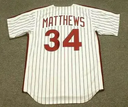 GARY MATTHEWS Philadelphia Phillies 1982 Majestic Cooperstown Throwback Home Baseball Jersey 