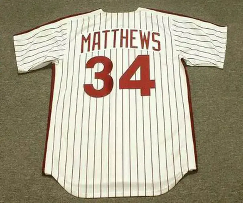GARY MATTHEWS Philadelphia Phillies 1982 Majestic Cooperstown Throwback Home Baseball Jersey 