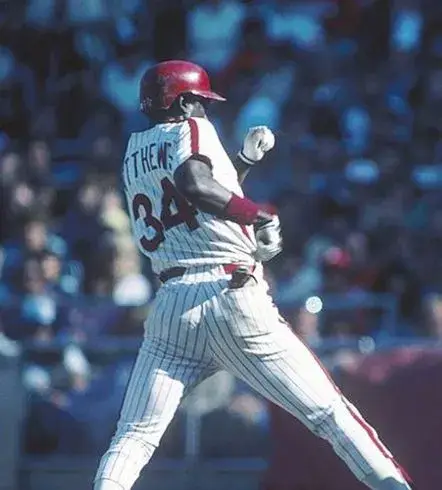 GARY MATTHEWS Philadelphia Phillies 1982 Majestic Cooperstown Throwback Home Baseball Jersey 