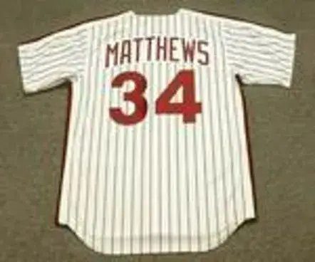 GARY MATTHEWS Philadelphia Phillies 1982 Majestic Cooperstown Throwback Home Baseball Jersey 