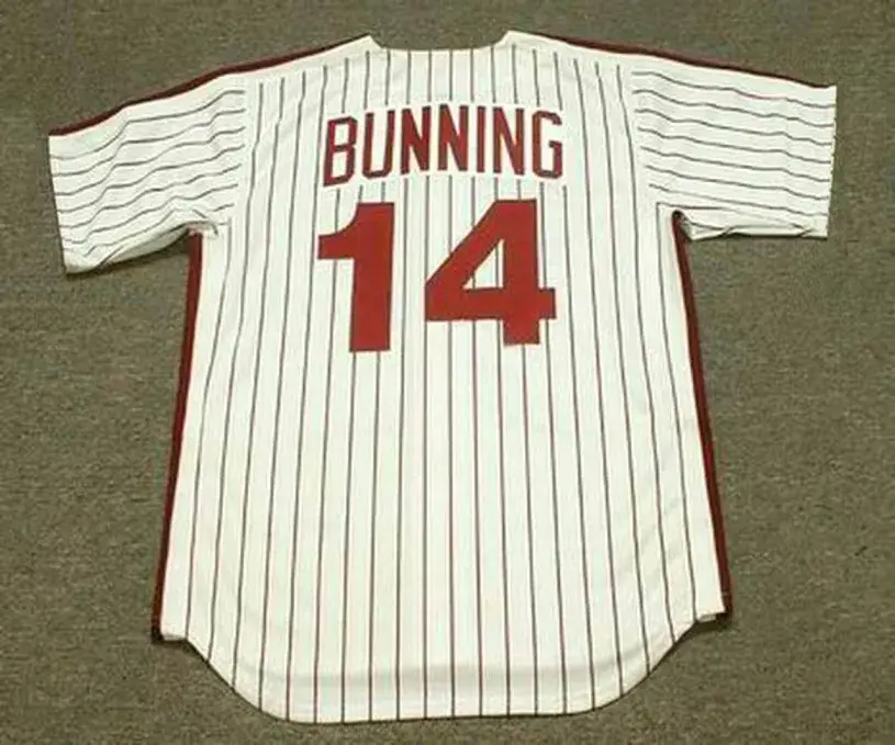 JIM BUNNING Philadelphia Phillies 1971 Majestic Cooperstown Throwback Baseball Jersey 
