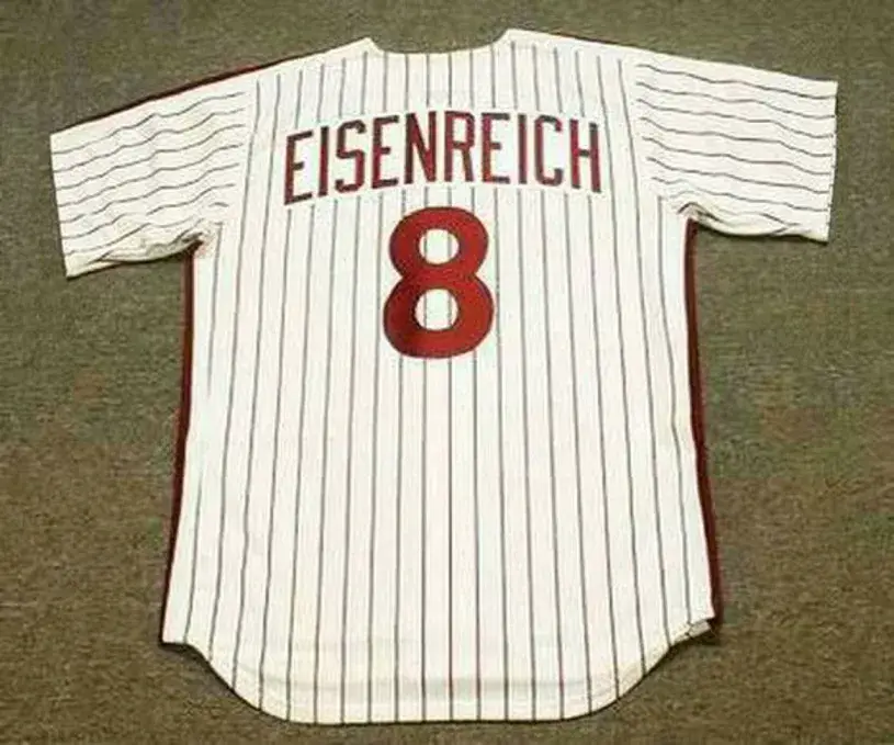 JIM EISENREICH Philadelphia Phillies 1990’s Majestic Cooperstown Throwback Home Baseball Jersey 