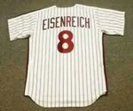 JIM EISENREICH Philadelphia Phillies 1990’s Majestic Cooperstown Throwback Home Baseball Jersey 