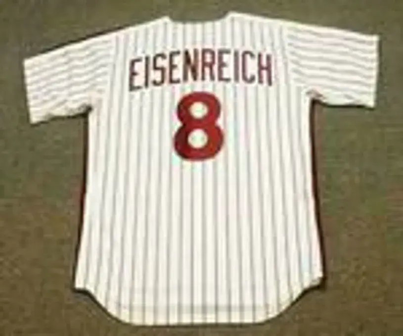 JIM EISENREICH Philadelphia Phillies 1990’s Majestic Cooperstown Throwback Home Baseball Jersey 