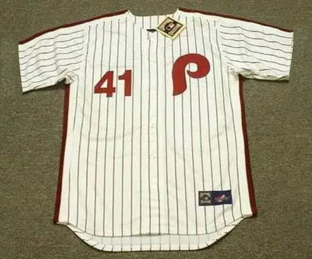 JIM LONBORG Philadelphia Phillies 1976 Majestic Cooperstown Throwback Home Baseball Jersey