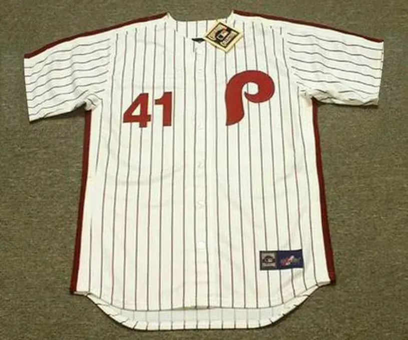 JIM LONBORG Philadelphia Phillies 1976 Majestic Cooperstown Throwback Home Baseball Jersey