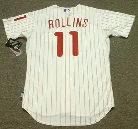 JIMMY ROLLINS Philadelphia Phillies 2010 Majestic “Cool Base” Authentic Home Baseball Jersey 