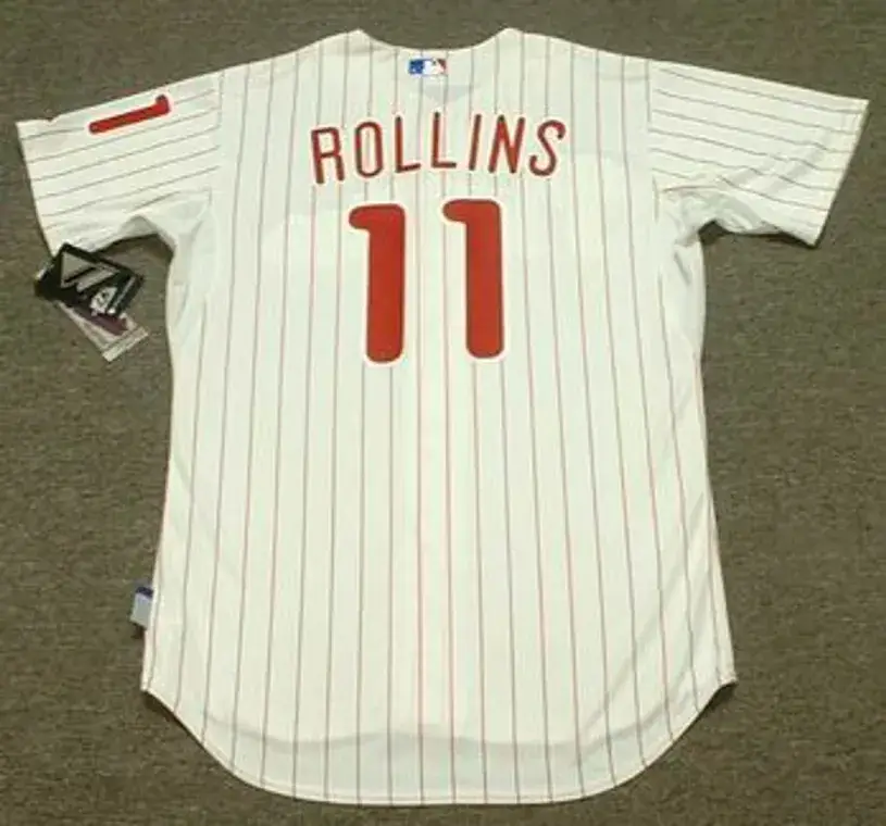 JIMMY ROLLINS Philadelphia Phillies 2010 Majestic “Cool Base” Authentic Home Baseball Jersey 