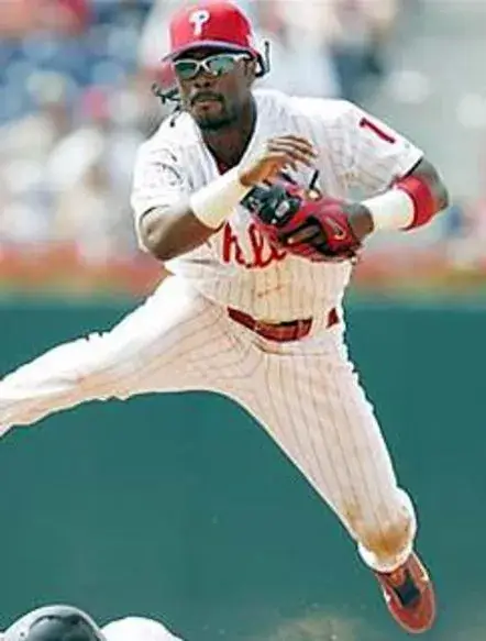 JIMMY ROLLINS Philadelphia Phillies 2010 Majestic “Cool Base” Authentic Home Baseball Jersey 
