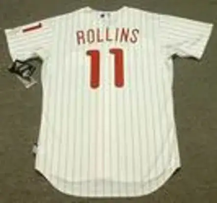 JIMMY ROLLINS Philadelphia Phillies 2010 Majestic “Cool Base” Authentic Home Baseball Jersey 