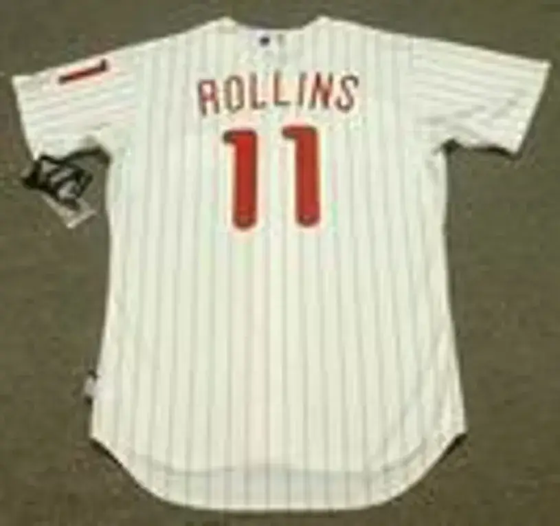 JIMMY ROLLINS Philadelphia Phillies 2010 Majestic “Cool Base” Authentic Home Baseball Jersey 