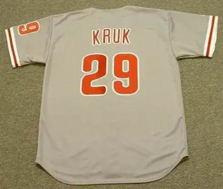 JOHN KRUK Philadelphia Phillies 1993 Majestic Throwback Away Baseball Jersey 