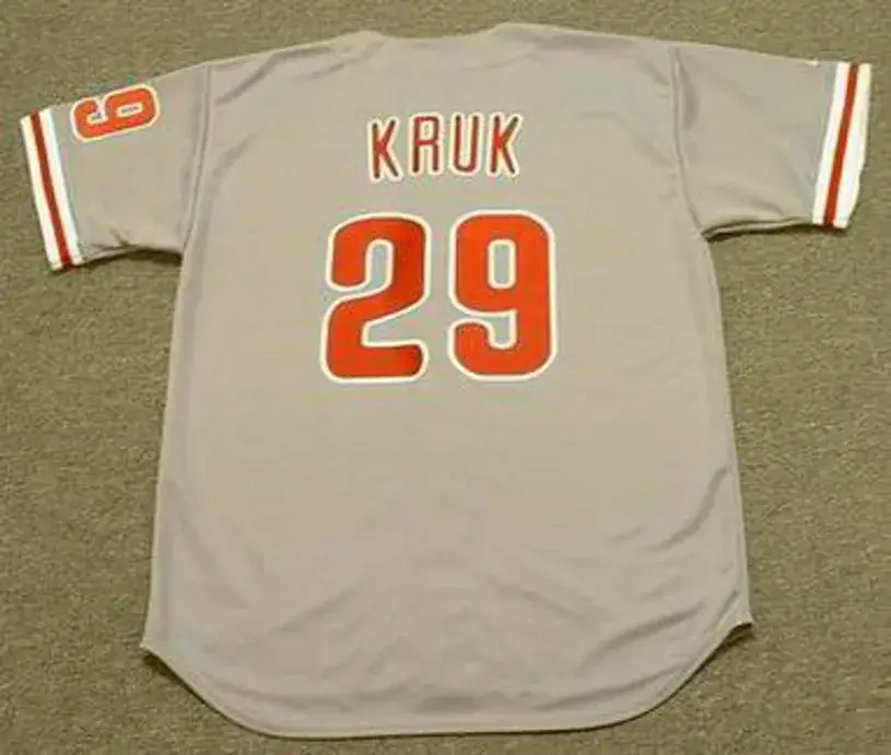 JOHN KRUK Philadelphia Phillies 1993 Majestic Throwback Away Baseball Jersey 