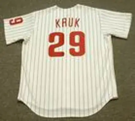 JOHN KRUK Philadelphia Phillies 1993 Majestic Throwback Home Baseball Jersey 