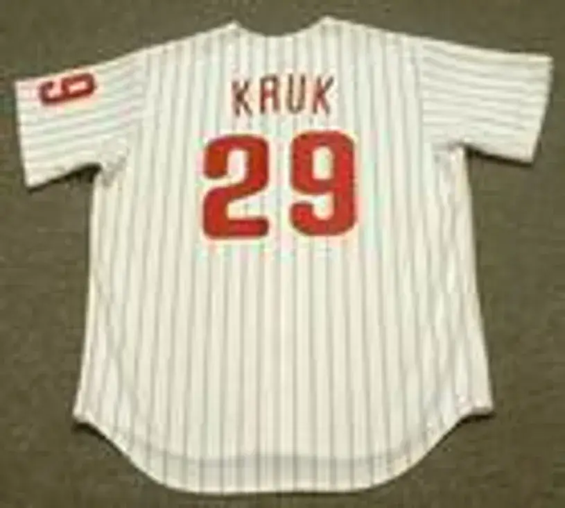 JOHN KRUK Philadelphia Phillies 1993 Majestic Throwback Home Baseball Jersey 