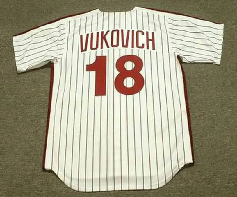JOHN VUKOVICH Philadelphia Phillies 1980 Majestic Cooperstown Throwback Home Baseball Jersey 