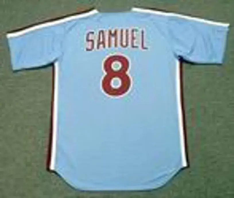 JUAN SAMUEL Philadelphia Phillies 1984 Majestic Cooperstown Throwback Away Baseball Jersey 