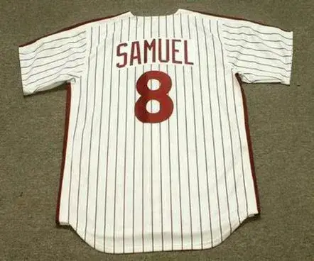 JUAN SAMUEL Philadelphia Phillies 1984 Majestic Cooperstown Throwback Home Baseball Jersey 