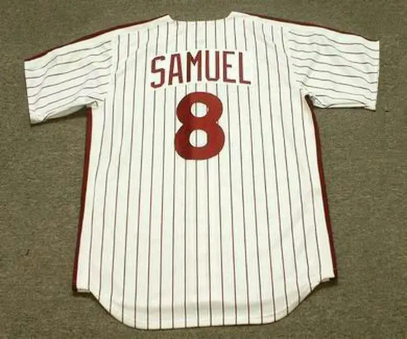 JUAN SAMUEL Philadelphia Phillies 1984 Majestic Cooperstown Throwback Home Baseball Jersey 