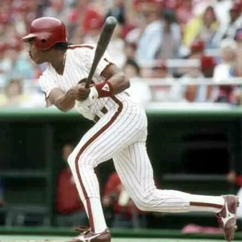 JUAN SAMUEL Philadelphia Phillies 1984 Majestic Cooperstown Throwback Home Baseball Jersey 