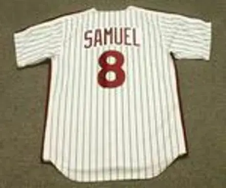 JUAN SAMUEL Philadelphia Phillies 1984 Majestic Cooperstown Throwback Home Baseball Jersey 