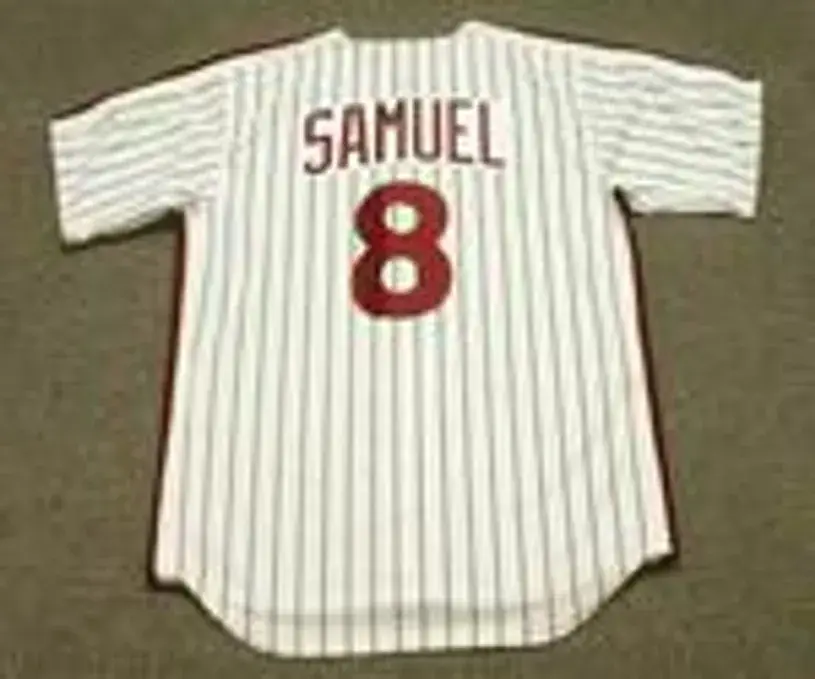 JUAN SAMUEL Philadelphia Phillies 1984 Majestic Cooperstown Throwback Home Baseball Jersey 