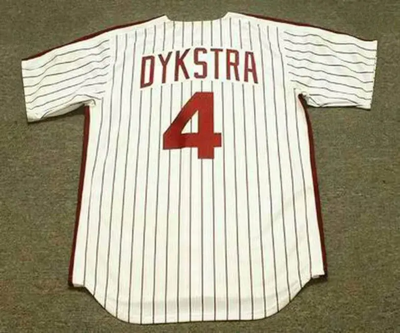 LENNY DYKSTRA Philadelphia Phillies 1990 Majestic Cooperstown Throwback Home Baseball Jersey 