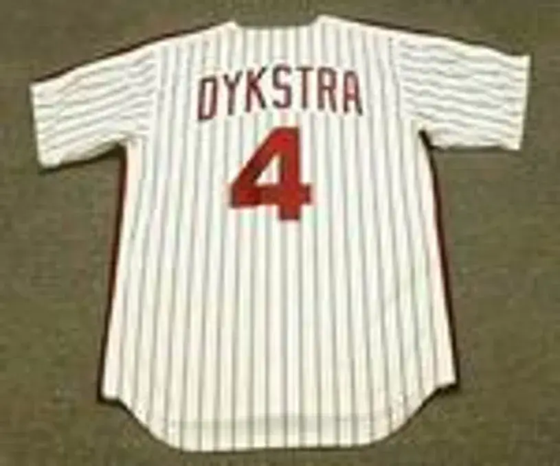 LENNY DYKSTRA Philadelphia Phillies 1990 Majestic Cooperstown Throwback Home Baseball Jersey 