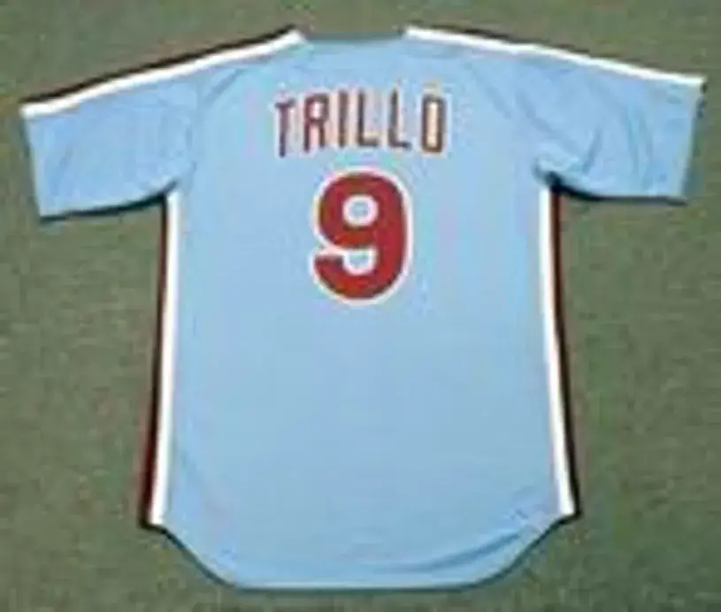 MANNY TRILLO Philadelphia Phillies 1980 Majestic Cooperstown Throwback Away Baseball Jersey 