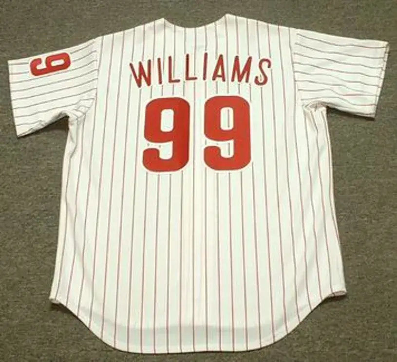 MITCH WILLIAMS Philadelphia Phillies 1993 Majestic Throwback Baseball Jersey 
