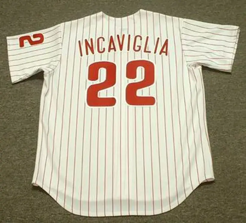 PETE INCAVIGLIA Philadelphia Phillies 1993 Majestic Throwback Baseball Jersey 