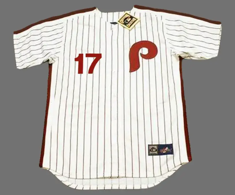 RHYS HOSKINS Philadelphia Phillies 1980’s Majestic Throwback Home Baseball Jersey