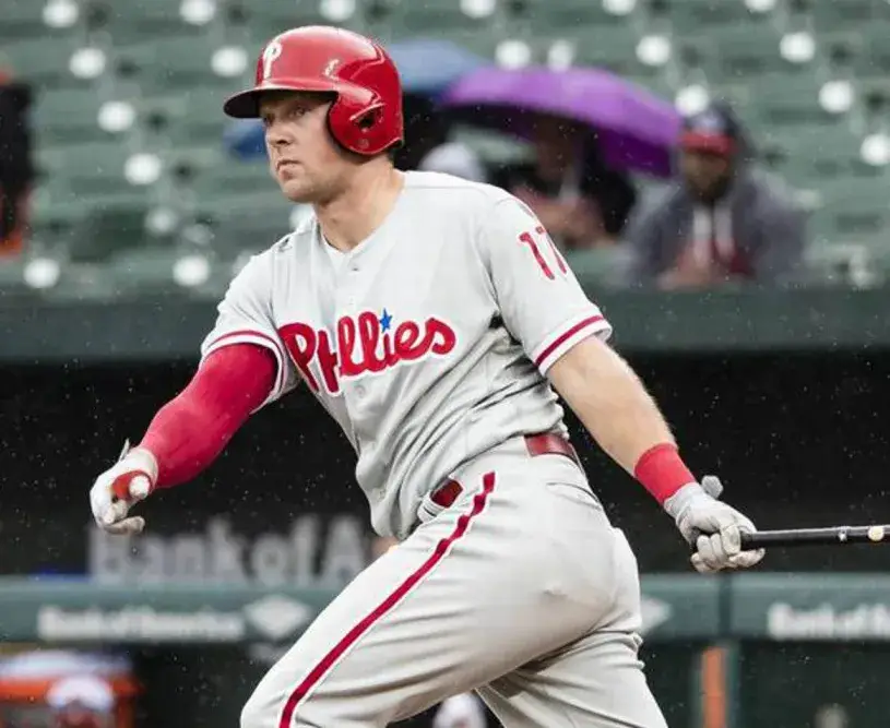 RHYS HOSKINS Philadelphia Phillies Away Majestic Baseball Jersey 