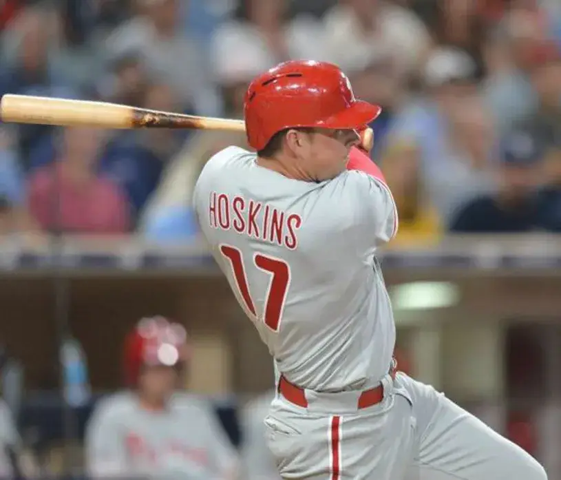 RHYS HOSKINS Philadelphia Phillies Away Majestic Baseball Jersey 