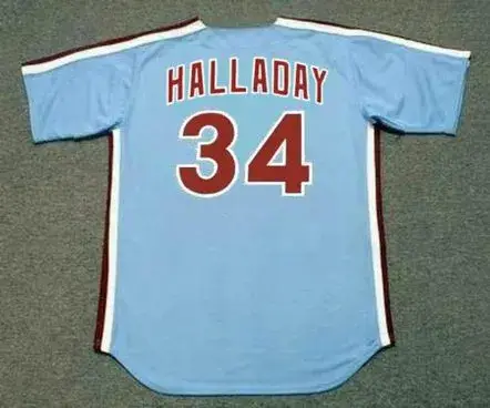 ROY HALLADAY Philadelphia Phillies 1980’s Away Majestic Throwback Baseball Jersey 