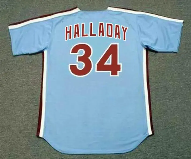ROY HALLADAY Philadelphia Phillies 1980’s Away Majestic Throwback Baseball Jersey 