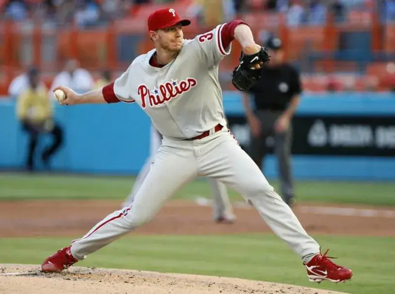 ROY HALLADAY Philadelphia Phillies 2010 Away Majestic Throwback Baseball Jersey 