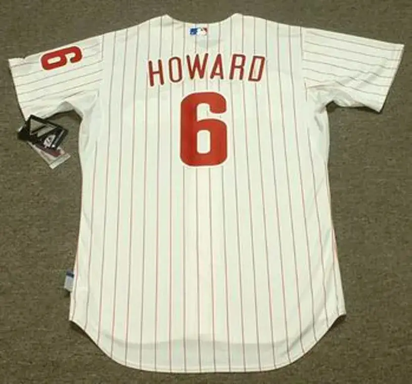 RYAN HOWARD Philadelphia Phillies 2010 Majestic “Cool Base” Authentic Home Baseball Jersey 