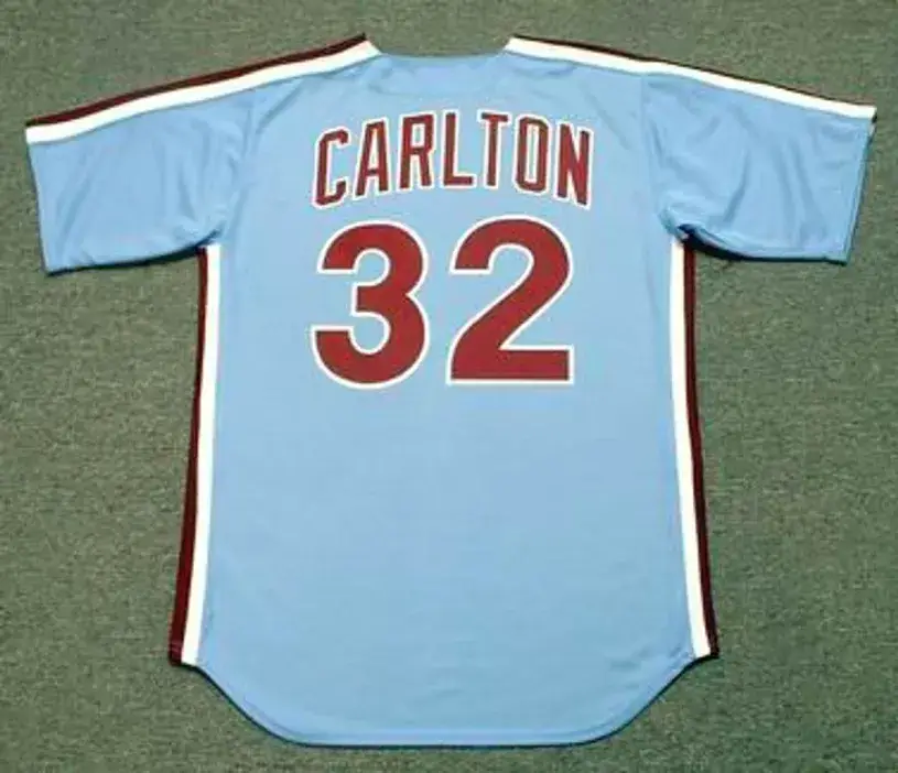 STEVE CARLTON Philadelphia Phillies 1980 Away Majestic Throwback Baseball Jersey 