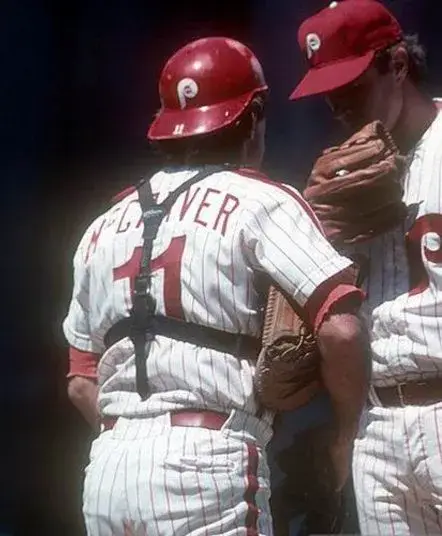 TIM McCARVER Philadelphia Phillies 1976 Majestic Cooperstown Throwback Home Baseball Jersey 