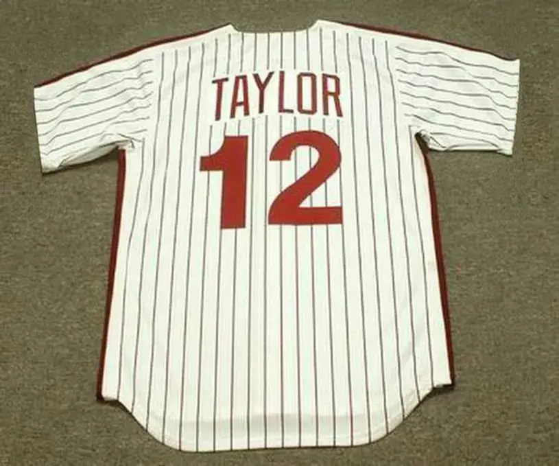TONY TAYLOR Philadelphia Phillies 1975 Majestic Cooperstown Throwback Home Baseball Jersey 