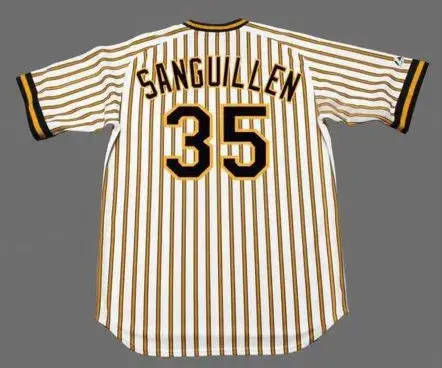 MANNY SANGUILLEN Pittsburgh Pirates 1978 Majestic Cooperstown Home Baseball Jersey 