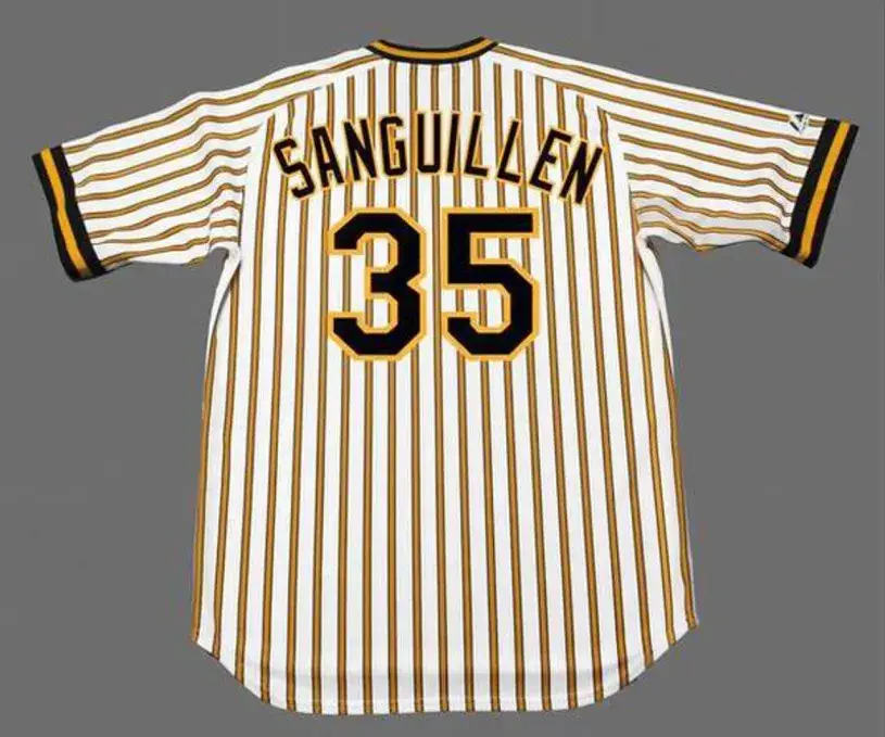 MANNY SANGUILLEN Pittsburgh Pirates 1978 Majestic Cooperstown Home Baseball Jersey 