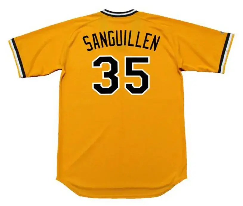 MANNY SANGUILLEN Pittsburgh Pirates 1979 Majestic Cooperstown Home Baseball Jersey 