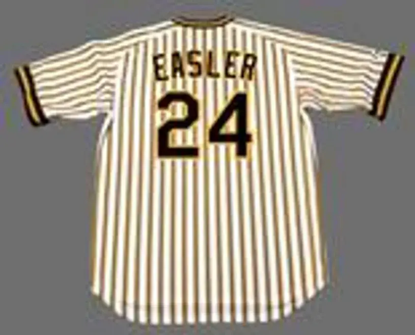 MIKE EASLER Pittsburgh Pirates 1977 Majestic Cooperstown Home Baseball Jersey 